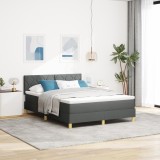 vidaXL Pat cu Arc Elvețian cu Saltea &amp; LED Cărbune 160x200 cm Țesătură