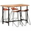 VidaXL Set de bar, 5 piese, lemn masiv și piele naturală 278764
