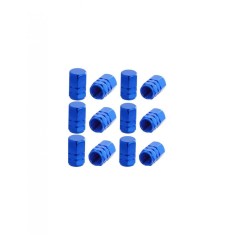 Set 12 capace hexagonale albastre pentru valva auto, aliaj aluminiu, lungime 1.8 cm