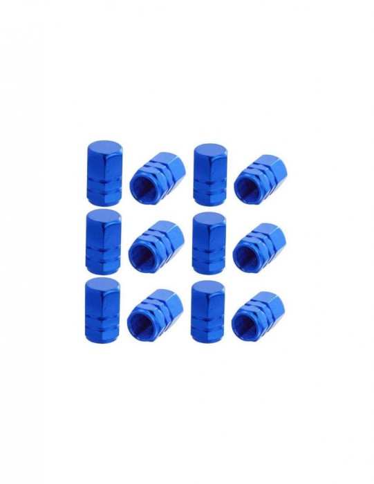 Set 12 capace hexagonale albastre pentru valva auto, aliaj aluminiu, lungime 1.8 cm