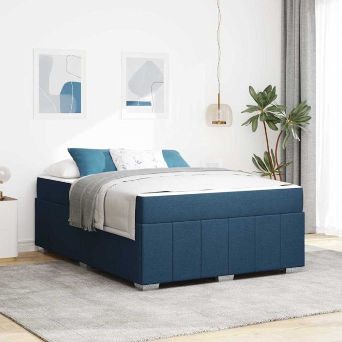 vidaXL Cadru de pat cu saltea albastru 140 x 200 cm țesătură 3398292