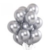 Set 10 Baloane Latex Chrome Argintii Sidefate, 30cm, Ropet - Aniversare, Petrecere Copii, Nunta, Botez