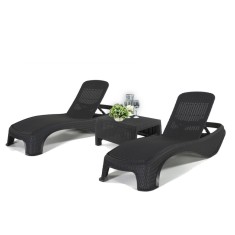 Set șezlonguri de grădină Atlantic duo cu masă Corfu grafit