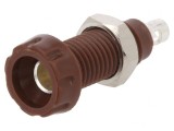 Soclu Banană 4mm Maro Nichelat 10A 250V 28.5mm, DELTRON