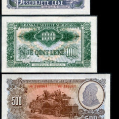 Bancnota Albania 10 - 1.000 Leke 1957 - P28-32 ( set complet x5 )