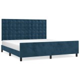 Cumpara ieftin Cadru de pat fara saltea, albastru inchis, 160x200 cm, catifea