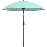 Outsunny Umbrelă de grădină rotundă 2 m, &icirc;nclinabilă, deschidere/&icirc;nchidere cu manivelă, 16 spițe, turcoaz | Aosom Romania