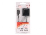 Adaptor USB 3.0 la D-Sub 15pin HD, 0,15m, Negru, Gembird