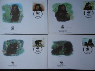 Laos-WWF,FDC ursi-set complet foto