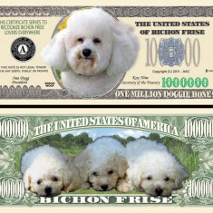 !!! SUA = FANTASY NOTE = BICHON FRISE - 2011 - UNC / SERIA CAINI , WOOF