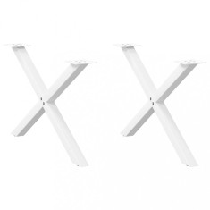 vidaXL Picioare pentru măsuță de cafea &icirc;n formă de X, 2 buc., alb, 70x(42-43) cm, oțel