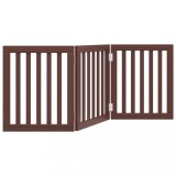 Cumpara ieftin Poarta pentru caini pliabila 3 panouri maro, 150 cm, lemn plop