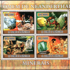 SAO TOME PRINCIPE 2007, Minerale, Omul de neanderthal, serie neuzata, MNH