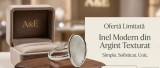 Cumpara ieftin Inel din Argint 925 AE , Model Modern Texturat cu Placuta Ovala
