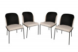 Set scaune 4 piese, Nmobb&nbsp;, Dore 118, Metal, Negru / Crem