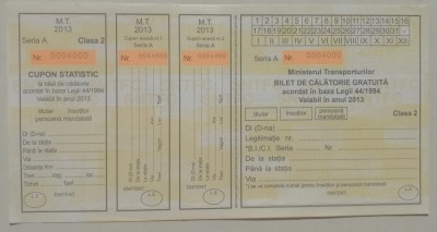 QW13 10 - 2013 -militar - document transport gratuit pentru militari - clasa II foto