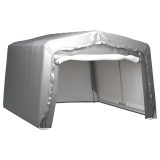 Cort Depozitare vidaXL, Gri, 370x370 cm, Otel Zincat, Protectie UV, Pavilion Gradina, Universal