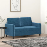 Canapea cu 2 locuri, albastru, 120 cm, catifea GartenMobel Dekor, vidaXL