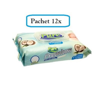 Pachet 12 x Servetele Umede PURE premium, 64buc (768 buc) foto