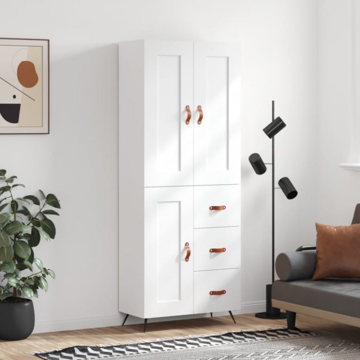 vidaXL Dulap &icirc;nalt, alb, 69,5x34x180 cm, lemn compozit