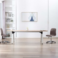 vidaXL Scaune de bucătărie, 2 buc., gri taupe, material textil
