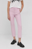Weekend Max Mara pantaloni femei, culoarea roz, drept, medium waist
