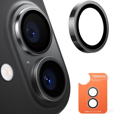 Folie camera iPhone 16 Plus Torras Lensguard Camera Protector, negru foto