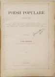 POESII POPULARE ROMANE, CULEGERE de G. DEM . TEODORESCU - BUCURESTI, 1885* Exemplarul lui Zaharia Stancu