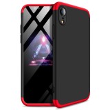 Husa iPhone X GKK Shield 360, Negru/Rosu, Policarbonat, Rezistenta Soc, Praf, Zgarieturi + Folie