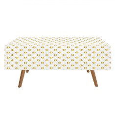 Față de Masă din Plastic, Alb cu Buline Aurii, 274x137cm, Set Unic Petrecere Adulți