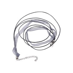 Baza colier organza cu snur cerat Crisalida, 43 cm, Gri