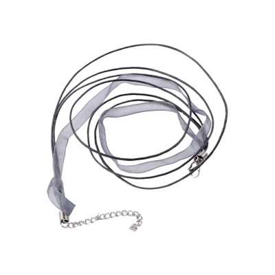 Baza colier organza cu snur cerat Crisalida, 43 cm, Gri foto