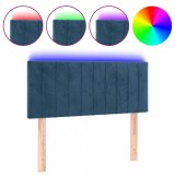 Cumpara ieftin Tablie de pat cu LED, albastru inchis, 100x5x78/88 cm, catifea