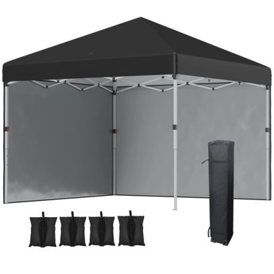 Pavilion pentru gradina/terasa, material Oxford, cu tarusi, corzi ancorare, contragreutati, geanta, reglabil, negru, 2.97x2.97x2.74 cm foto