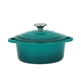 Oala Eleganta din Fonta Emailata Turcoaz cu Capac 20 cm, 2 Litri Handy KitchenServ