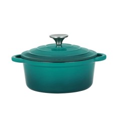 Oala Eleganta din Fonta Emailata Turcoaz cu Capac 20 cm, 2 Litri Handy KitchenServ