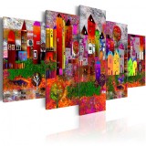 Cumpara ieftin Tablou - Colourful Small Town 100x50 cm