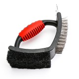 Sarma pentru gratar, flippy, 3 in 1, cu racleta si burete, sarna din otel inoxidabil, 16 x 7 x 11 cm
