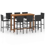 Cumpara ieftin Set mobilier bar de gradina, 9 piese, negru