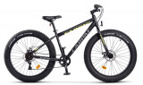 Bicicleta MTB-Fat Bike CARPAT Aventus C26217A, 7 Viteze, Roti 26inch, Frane Mecanice Disc (Negru/Galben)