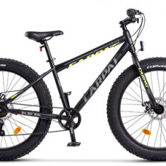 Bicicleta MTB-Fat Bike CARPAT Aventus C26217A, 7 Viteze, Roti 26inch, Frane Mecanice Disc (Negru/Galben)