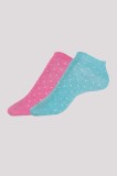 Șosete scurte damă bumbac cu buline (2 perechi), Esli Classic 802 - Roz-Turcoaz, 36-37 (23)