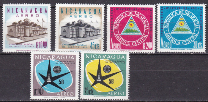 Nicaragua 1958 expozitia Belgica MI 1175-1180 MNH