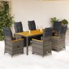 Gossi set bistro de gradina cu perne, 7 piese, gri, poliratan