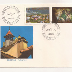 P2 Plic FDC-Prima zi a emisiunii - Obiective Turistice, necirculat 1978