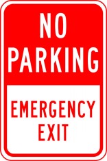 No parking emergency exit signs foto