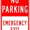 No parking emergency exit signs