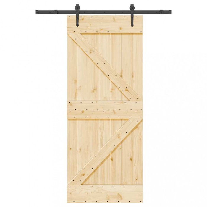 vidaXL Ușă glisantă cu set de feronerie 85x210 cm, lemn masiv de pin