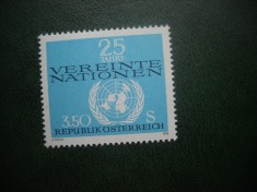 HOPCT TIMBRE MNH 778 ONU NATIUNILE UNITE 25 ANI 1970 -1 VAL AUSTRIA