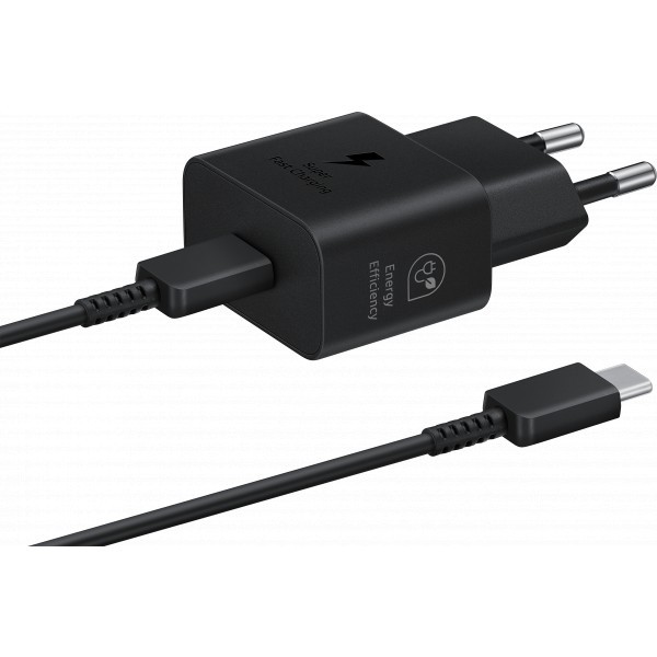 Incarcator Retea Cu Cablu USB-C Samsung, 25W, 3A, 1 x USB-C, Negru EP-T2510XBEGEU